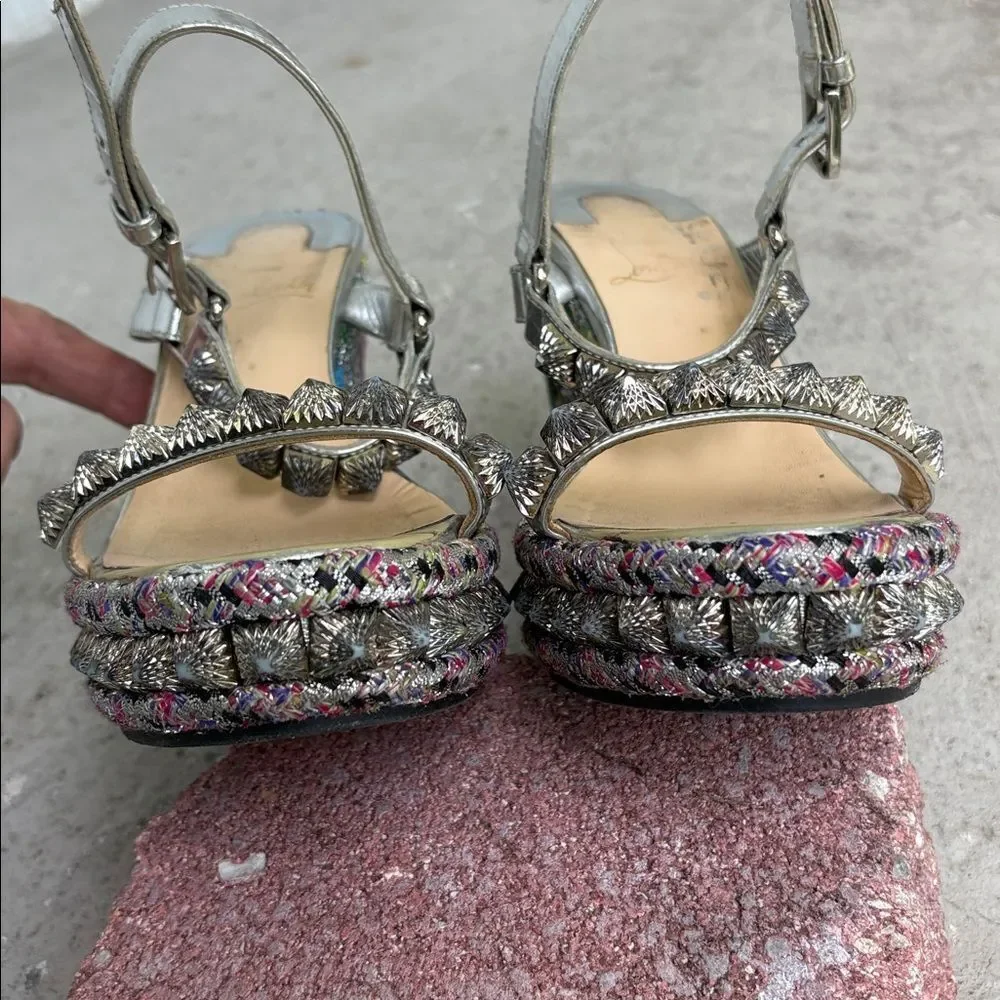 Christian Louboutin Pira Ryad 110 silver sequin platforms